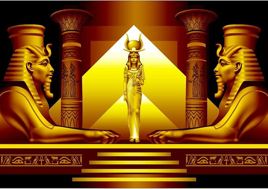Egyptian Pyramids Sphinx Backdrop Ancient Egyptian Pharaoh Queen Decorations Golden Egypt Palace Stairway Photography Background Egyptian Temple Queen of Egypt Portrait Photo Studio Props 10x8ft