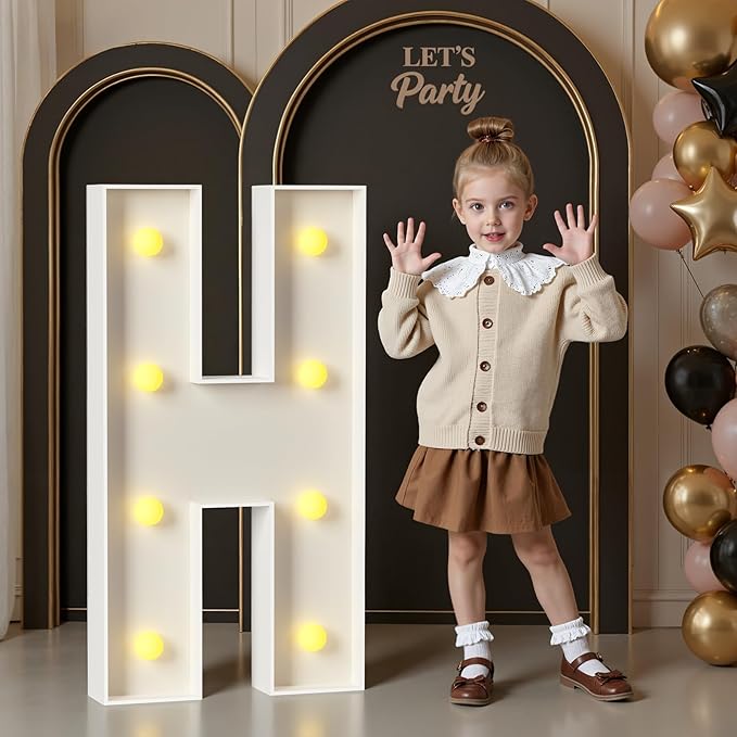 Marquee Letters 3 Feet Tall, 3FT Large Light up Letters H, Big Sign H with Warm White Light for Birthday HOCO Wedding Proposal Engagement Graduation Party Backdrop Decorations