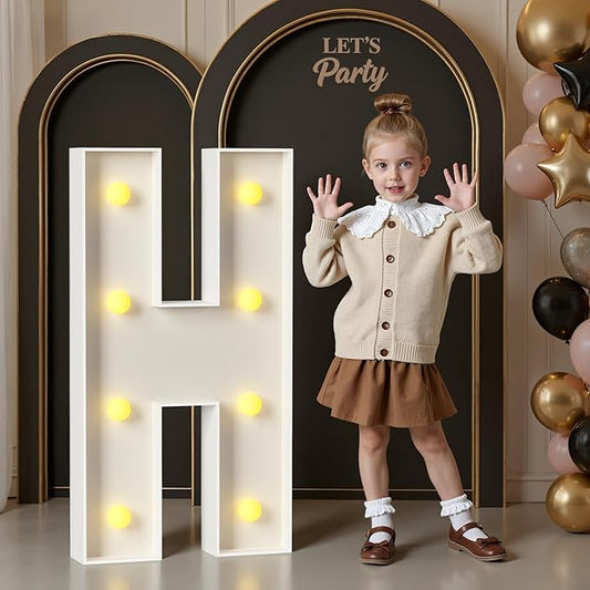 Marquee Letters 3 Feet Tall, 3FT Large Light up Letters H, Big Sign H with Warm White Light for Birthday HOCO Wedding Proposal Engagement Graduation Party Backdrop Decorations