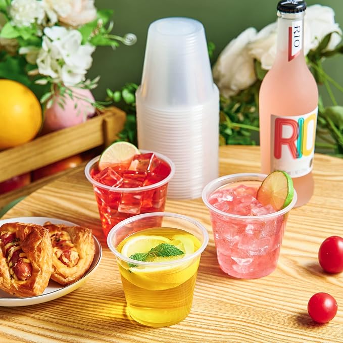 Lilymicky 300 Pack 9 oz Disposable Clear Plastic Cups, 9 Ounce Party Cups for Cocktail, Parties, Picnics, and Events