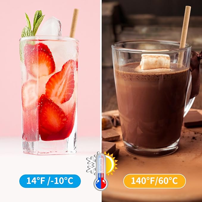 Potchen 500 Pcs Biodegradable Sugarcane Straws Disposable Drinking Smoothie Straws Bulk for Home Parties Restaurants (8 Inch)