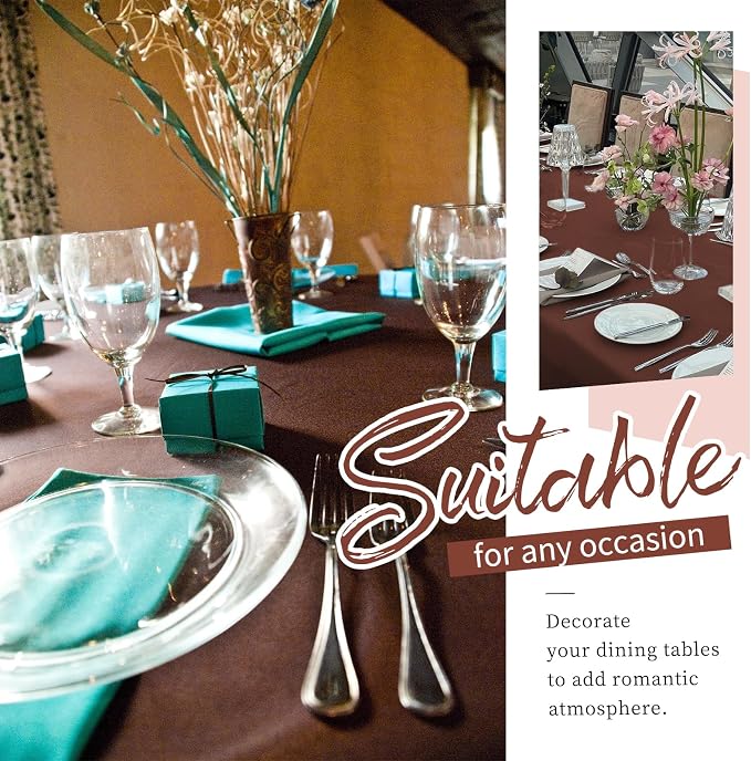 Showgeous 4 Pack Brown Tablecloth 60 x 102 Inch, Rectangle Table Cloth for 6 Foot Table, Wrinkle Resistant Washable Polyester Table Cover for Wedding Dining Table Buffet Parties and Camping