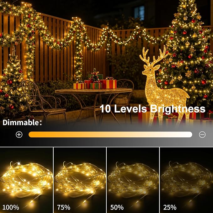 2 Pack Fairy String Lights Plug in, 33Ft 100 Micro Starry LED Twinkle Fairy Lights IP68 Full Waterproof with Remote for Bedroom Garden Christmas Decor (Warm White)