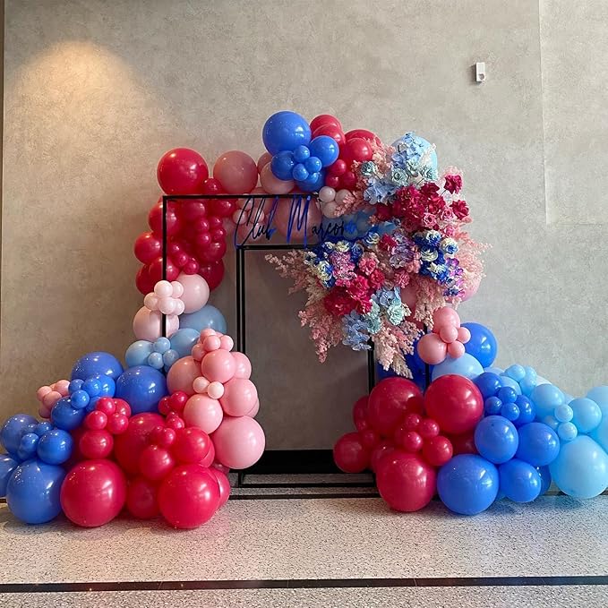 Double Stuffed Red Balloons Different Size 115Pcs 5/10/12/18 Inch Rudy Red Balloon Garland Arch kit for Birthday Wedding Baby Shower Christmas Party Decorations