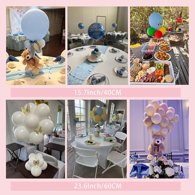 TEKXYZ 15.75 Inch Height Clear Acrylic Balloon Stand for Table Centerpiece Decoration, Set of 10