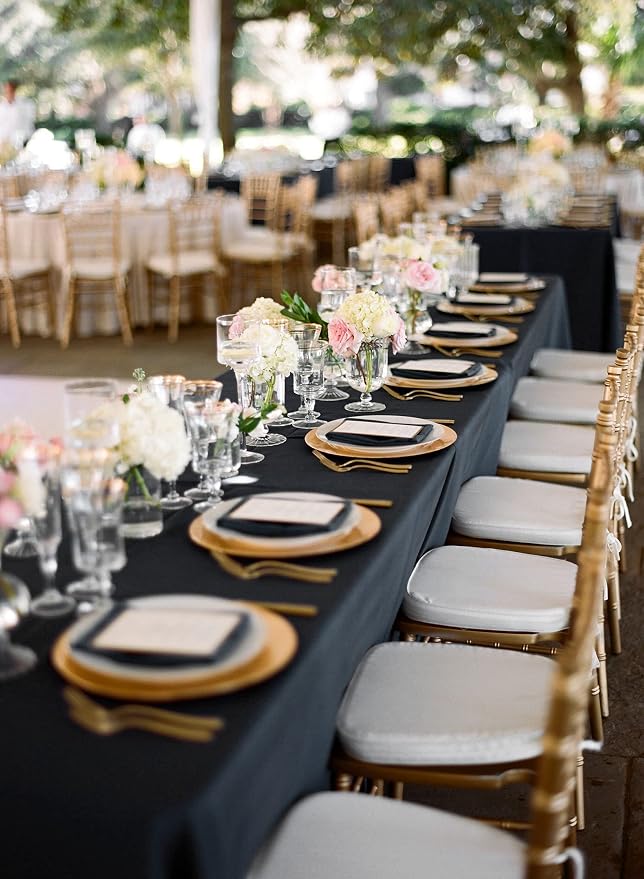 8 Packs Black Rectangle Tablecloth - 60 x 126 Inch, Premium Polyester Table Cloth for 6 Foot Rectangle Tables, Washable Fabric Table Covers for Wedding, Party, Banquet, Dining