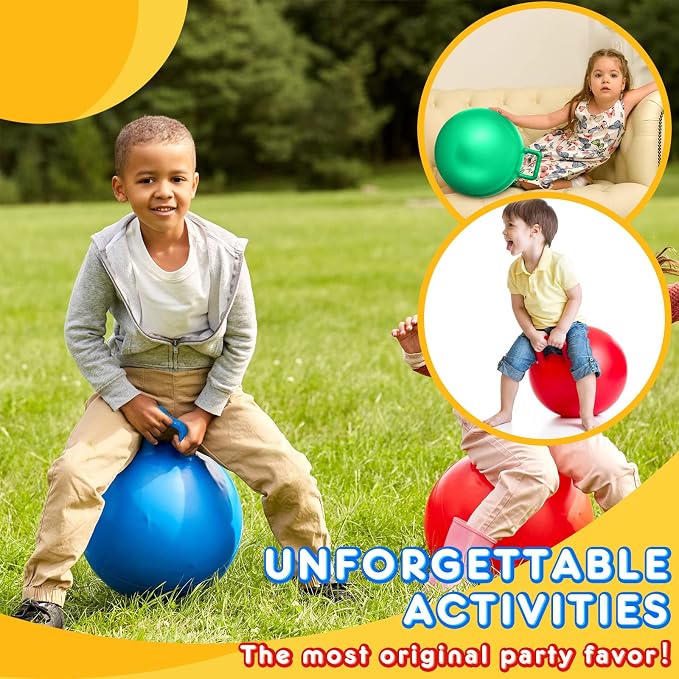 Lewtemi 6 Pcs Hopper Ball for Kids 18 Inch Jumping Hopping Inflatable Bouncing Ball with Handle and Air Pump for Indoor Outdoor Games Sport Exercise Fun Easter Basket Stuffers Gifts(Rainbow Colors)