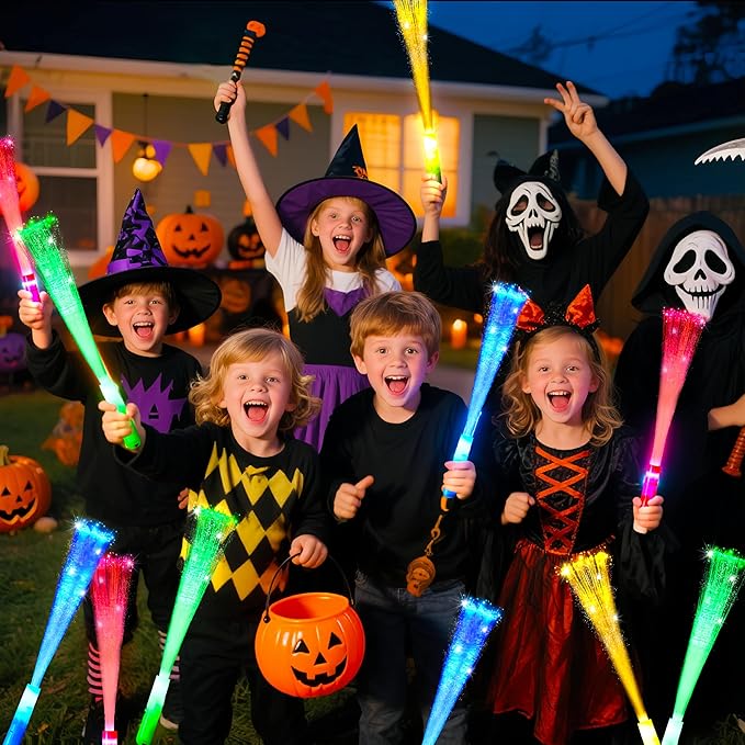 OceanWings Glow Sticks Bulk Party Favor Supplies Pack Glow Fiber Optic Wands,Glow in the dark Party Supplies Favor Flashing Light Up Sticks for Birthday Holiday Party Wedding Halloween Christmas(100)