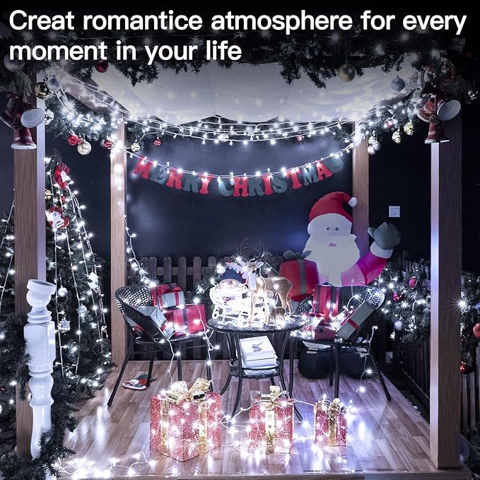 Ollny Christmas Lights Outdoor Waterproof, 1000LED 328FT Super Long String Lights with Remote 3 Timer, Plug in 8 Modes Fairy Light for Outside House Bedroom Xmas Decorations, Cool White