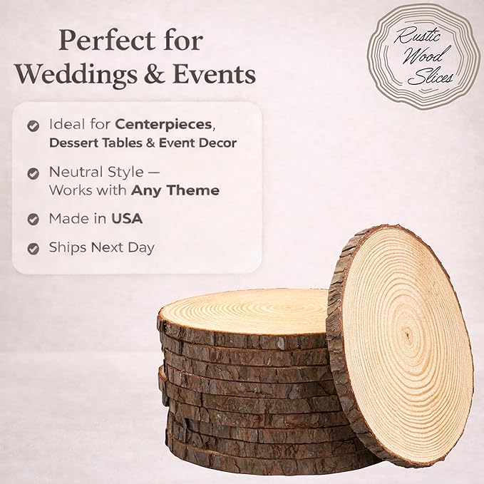 Set of (16) 11-13 inch Large Wood Slices for centerpieces! Wood Slice centerpieces, Wood Rounds, Tree Slices (11-13 inch Set of 16)