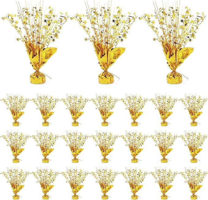 24 Pack Gold Metallic Foil Spray Centerpiece Star Table Decoration Burst Table Centerpieces for Birthday New Year Wedding Anniversary Graduation Party Supply (Gold)