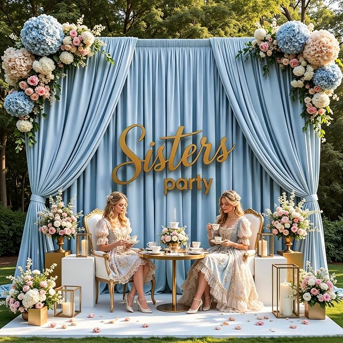 Gallety Baby Blue Backdrop Curtain for Wedding, Polyester Photography Backdrops Curtains - 20FT x 10FT Photobooth Backdrop Curtains for Celebration,Birthday, Formal Dinners,Graduation Decorations