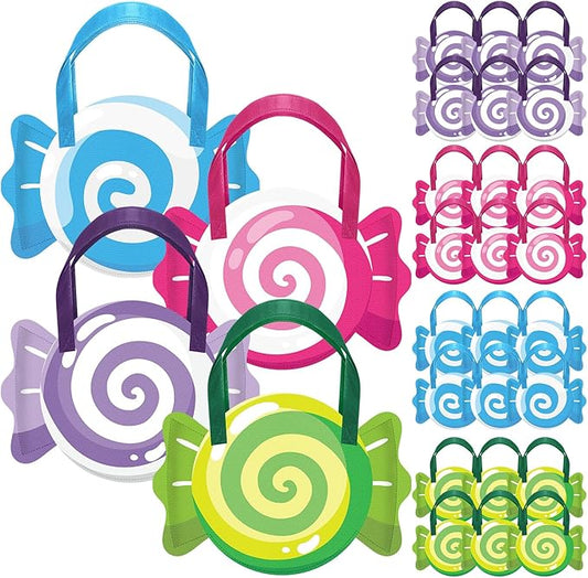 Sweetude 36 Pcs Candy Donut Bags for Party Favors Candyland Party Decoration Mini Non Woven Reusable Lollipop Goodie Bags for Candyland Sweet Princess Birthday Bridal Baby Shower Wedding Gift (Stylish)