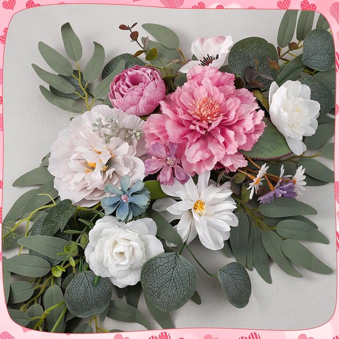 Wedding Arch Decorations 2 Pack - Reusable Artificial Hanging Flowers Floral Swag Greenery Garland for Wedding Welcome Sign Backdrop Bridal Ceremony Reception Backdrop, Baby Shower