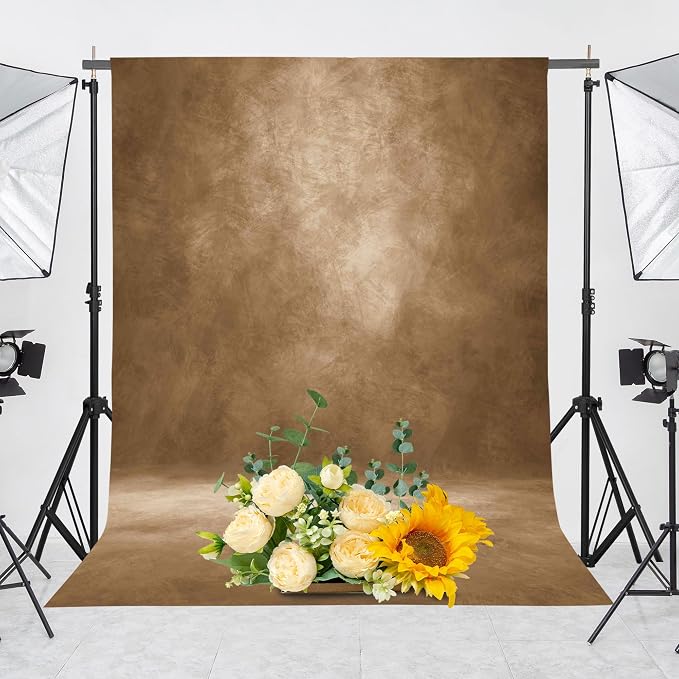 Abstract Professional Photography Backdrop for Portrait Photo Props Booth Background Photoshoot Studio with Polyester Fabric Roller Pocket on Top (8x14ft,Brown,No Stand)