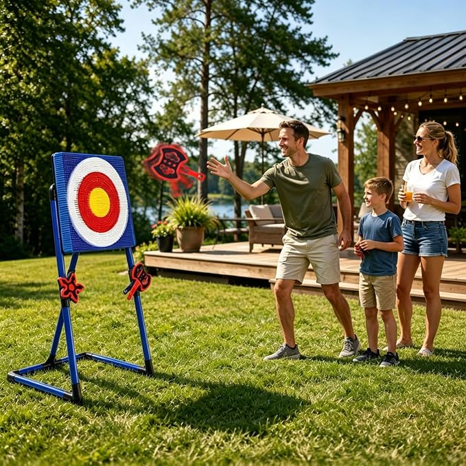 Axe Throwing Game for Backyard, 2-in-1 Axe & Dart Target Game Set with 4 Safe Throwing Axes & 6 Darts, Portable Outdoor Indoor Family Party Yard Game for Adults & Kids