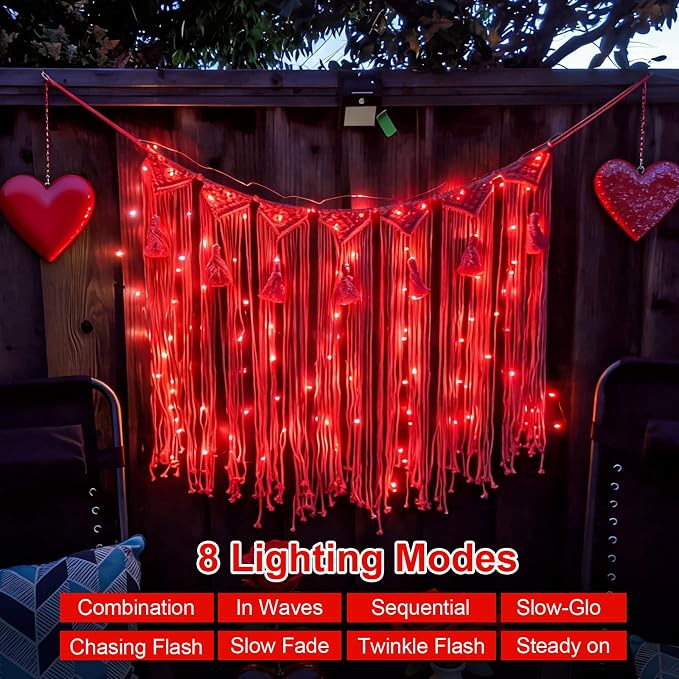 QITONG 4 Pack Solar Fairy Lights, Each 33ft 100 LED Red Halloween String Light Outdoor Waterproof, 8 Modes Silver Wire Christmas Twinkle Mini Lights