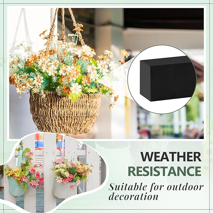 Lallisa 8 Pcs Reusable Floral Foam Blocks Water Weather Resistant Dry Floral Foam for Artificial Flower Arrangements Outdoor Flower Boxes Hanging Planters Wedding Home Decor (7.8 x 3.5 x 2.4,Black)