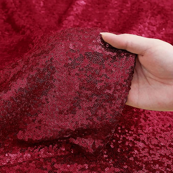 Sugargirl Burgundy Sequin Backdrop Curtain 2 Panels 2FTx8FT Glitter Burgundy Background Drapes Sparkle Photography Backdrop for Party Wedding Birthday Wall Decoration