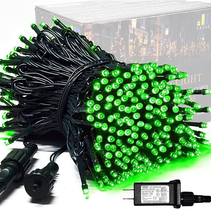 JMEXSUSS 250 LED Green String Lights - 91.5ft Green Christmas Lights Outdoor Waterproof, 8 Lighting Modes, Connectable St. Patricks Day Light for Yard Party Halloween Christmas Decorations