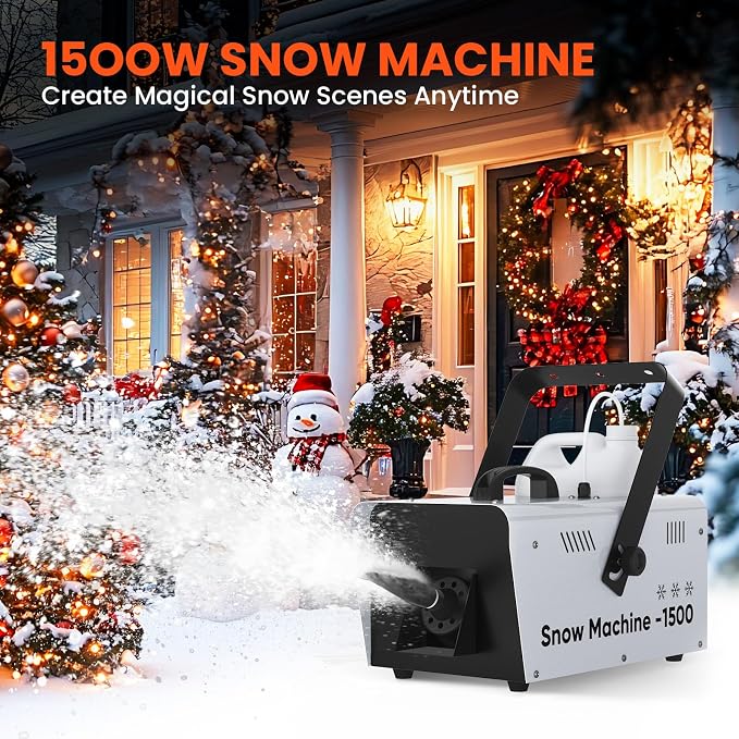 UPGREY 1500W Snow Machine for Outdoors and Indoors, Fake Snow Maker for Party with Remote Controller and Handle