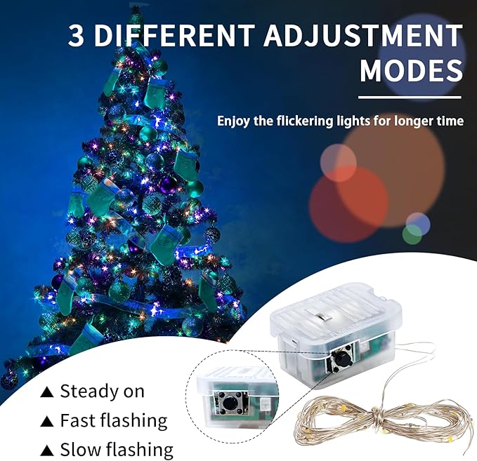 50 Pack Fairy Lights 7Ft 20 LED Twinkle String Lights 3 Modes Battery Operated Waterproof Firefly Starry for Mason Jar Party Wedding Easter Valentines Day Table Centerpieces,Rainbow-Pastel
