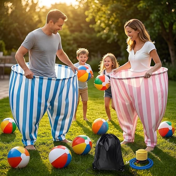 Granny Pants Outdoor Game,Giant Oversized Granny Funny Pants Set with Bouncy Balls & Pump for Family Reunion Party Field Game