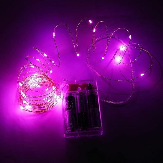 Karlling Pink Fairy Lights Battery Operated, 16Ft 50 LED Copper Wire String Lights with Timer, 8 Modes Twinkle Lights for Bedroom Mason Jars Valentine Wedding Christmas Decor(Pink,1 Pack)