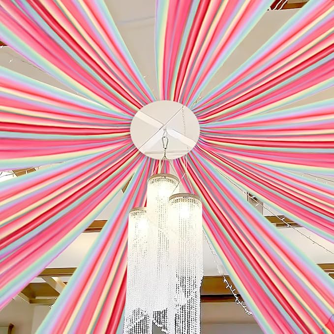 DUOBAO Wedding Chiffon 5x30FT Rainbow Sheer Draping Fabric for Photography Backdrops, Soft Curtains for Arches, Christmas, and Indoor Events - 6 Panels