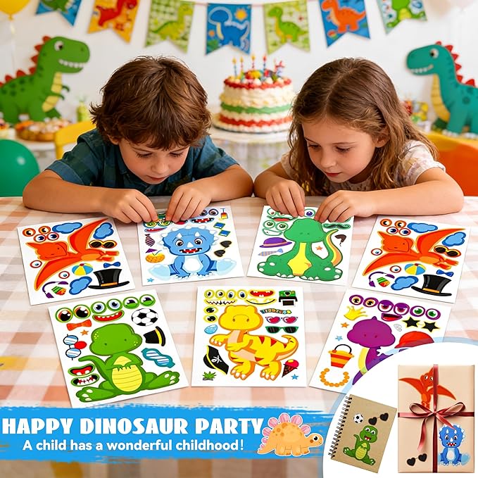 Dinosaur Party Favors,12 packs Dino Birthday Decorations with stickers mask car painting,Dinosaur Goody Bags for 3-5 4-7 8-12 Boys Girls Birthday Dino Themed Party Toys Gifts