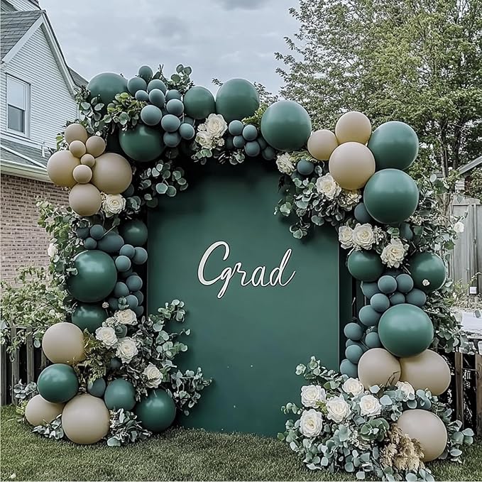 108Pcs Dark Green Double Stuffed Balloons Different Size, 18/12/10/5 inch Emerald Green Balloons Garland Arch kit for Graduation Anniversary Birthday Baby Shower Party Decoration