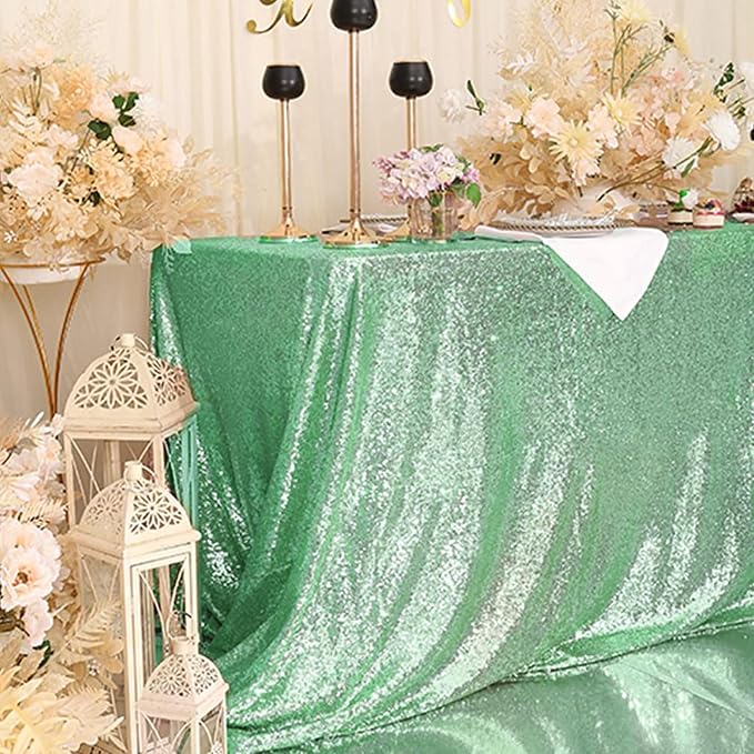 Eternal Beauty Mint Green Tablecloth, 60x120 Inch Square Rectangle Table Cover for Cake Dessert Exhibition Party Birthday Events