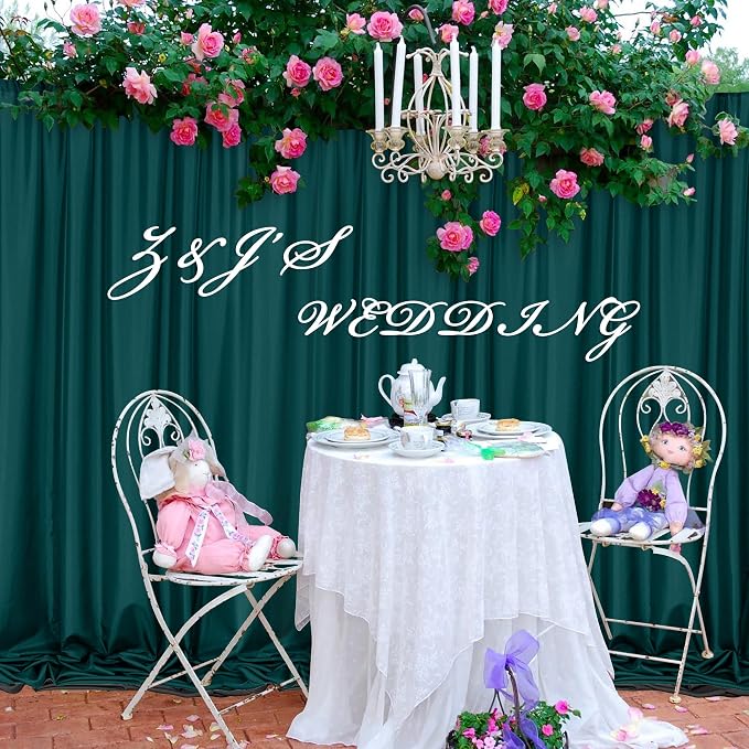 MEETSKY Hunter Green Backdrop Curtains for Parties Wedding Curtains Rod Pocket Green Photo Curtains Backdrop Sliding Drapes Backdrop Curtains for Birthday Party Photography, 5ft x 7ft, 2 Panels