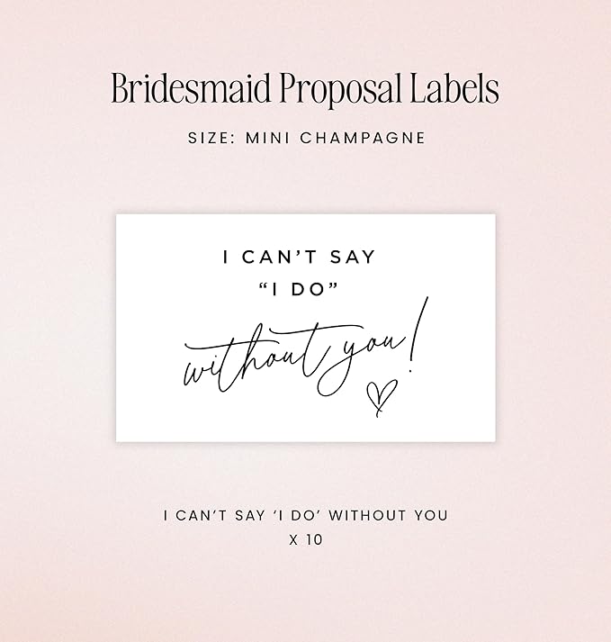 Bridesmaid Proposal Mini Champagne Labels - Set of 10 - Will You Be My Bridesmaid Box Gift Idea