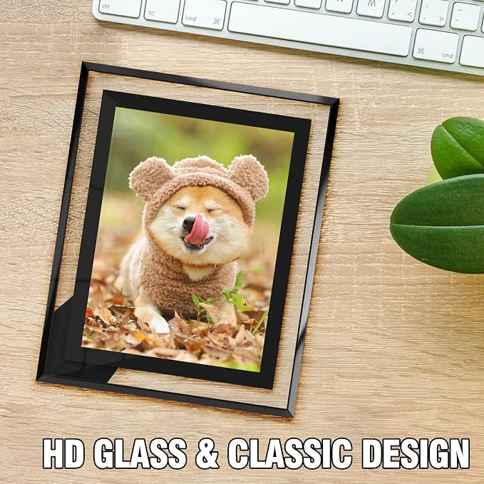 HIKWADERY 5x7 Picture Frames Black - Set of 2, HD Real Glass 5 by 7 Photo Frame for Tabletop Display, Wedding Birthday Mothers Day Gifts (5 x 7, Black)