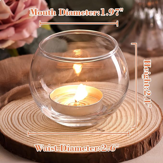 36 Pcs Glass Candle Holders for Table Centerpieces- Small Clear Votive Candle Holders Bulk for Wedding, Bridal Shower, Birthday Party Table Decorations, Fits Standard Tealights