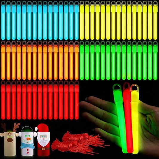 Lewtemi 100 Pack 4 Inch Glow Colorful Sticks Bulk, Glow in the Dark Party Supplies Birthday and Holidays