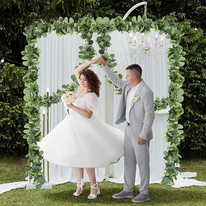 Zerzsy 2 Pack Artificial Eucalyptus Garlands, 5.9FT Hanging Eucalyptus Leaves Vines Spring Garland Decorations, Fake Silver Dollar Greenery for Mantel Wedding Centerpieces Backdrop Arch Table Decor