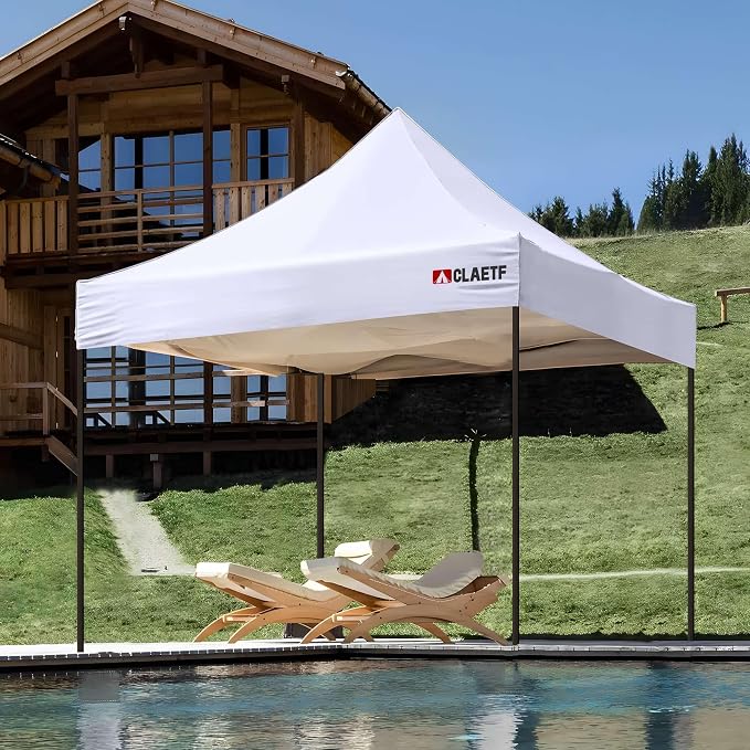 10x10ft Replacement Canopy Top-Heavy-Duty 500D 2500mm Waterproof & UPF 50+ UV Tent Cover with 8 Drainage Holes,Reinforced Straps for Camping,Trade Shows(Frame Not Included-White)