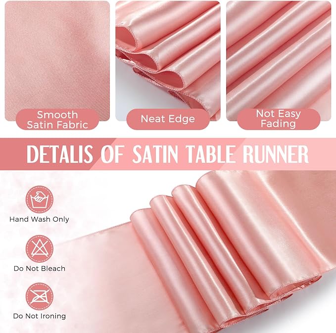 Breling 8 Pack White and Rose Gold Disposable Plastic Tablecloths and Satin Table Runner Set, 54 x 108 Inch Tablecloth, 12 x 108 Inch Table Runners for Wedding Graduation Birthday Baby Shower New Year