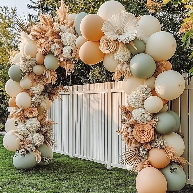 108Pcs White Sand Double Stuffed Balloons Different Size, 18/12/10/5 inch Matte Cream Beige Nude Ivory Balloons Garland Arch kit for Baby Shower Birthday Wedding Neutral Party Decoration