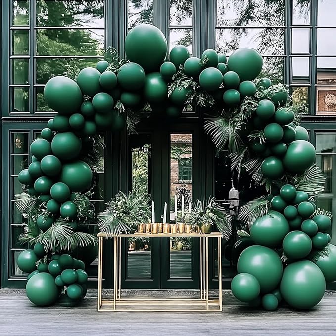 108Pcs Dark Green Double Stuffed Balloons Different Size, 18/12/10/5 inch Emerald Green Balloons Garland Arch kit for Graduation Anniversary Birthday Baby Shower Party Decoration