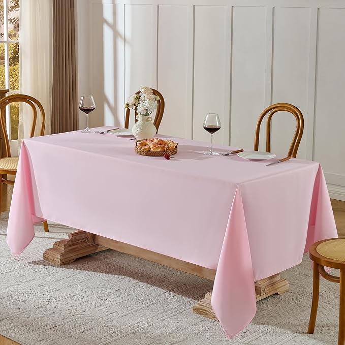 Rectangle Tablecloths 60x120 Inch 6 Pack Pink Tablecloth for 6ft Washable Decorative Linen Polyester Table Cloths for 8ft Dining Table Banquets Buffet Parties and Wedding