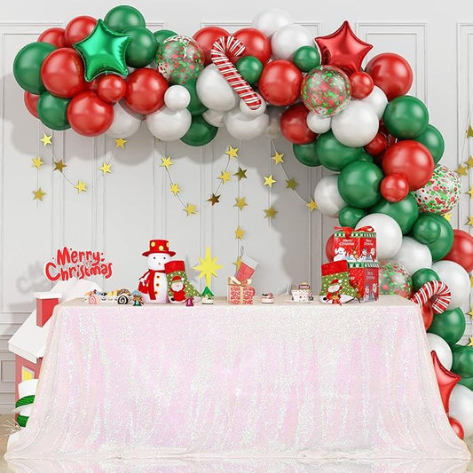 Juya Delight White Iridescent Sequin Tablecloth Rectangular‌ 60''x102'' Sparkle Glitter Table Cloth for Wedding Birthday Party
