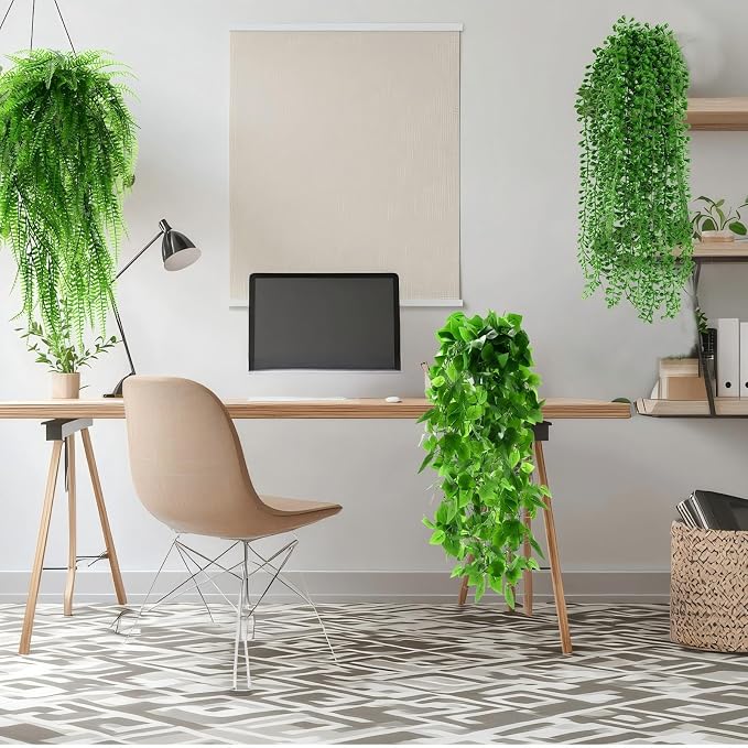 Daifunli 48 Pcs Artificial Hanging Plants Fake Hanging Ferns Plastic Fake Plants for Wall Room Garden Garland Indoor Outdoor Decor No Basket (Boston,Eucalyptus,Ivy Vine,String of Pearls)