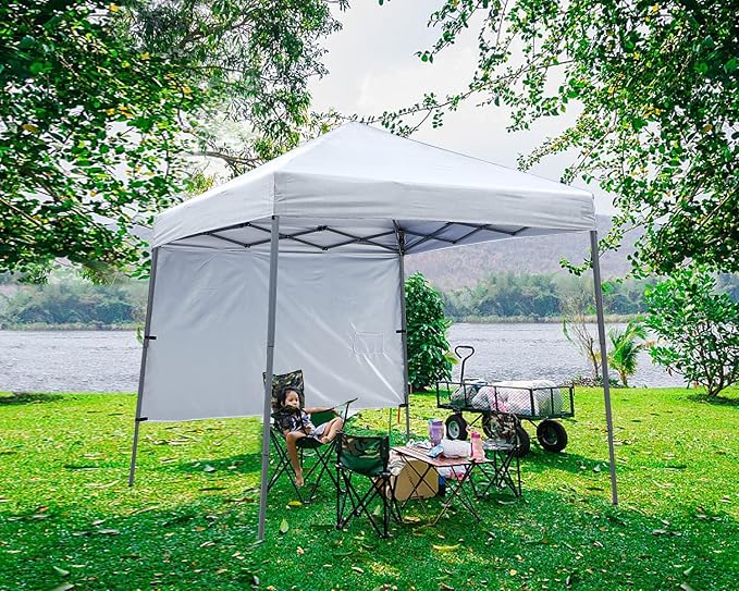 ABCCANOPY Pop Up Canopy Tent-10x10 Outdoor Camping Canopy Slant Leg Beach Canopy Tent with Backpack Bag,10 x 10 ft Base / 8 x 8 ft Top，White