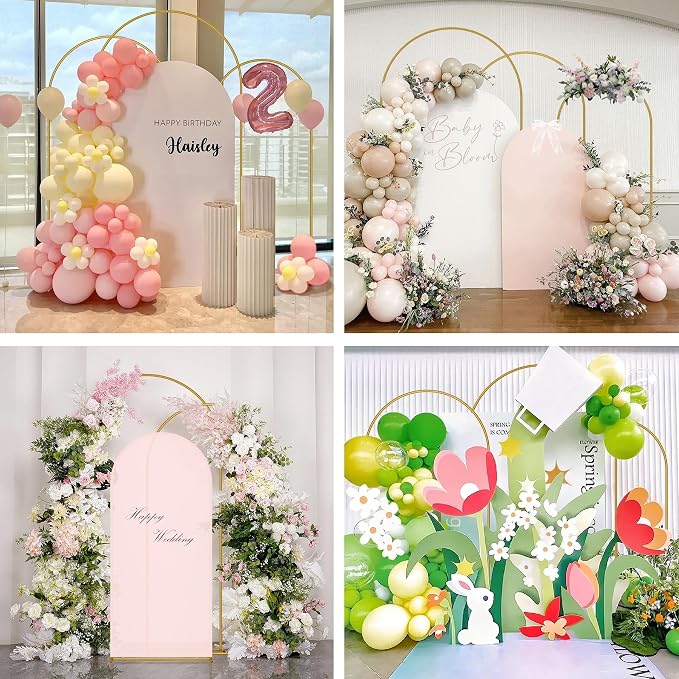 Babenest 6FT 6.6FT 7.2FT Gold Arch Backdrop Stand Set of 3 for Party | Metal Wedding Stand, Balloon Frame for Ceremony Birthday Party Bridal Baby Shower Banquet Halloween Decoration
