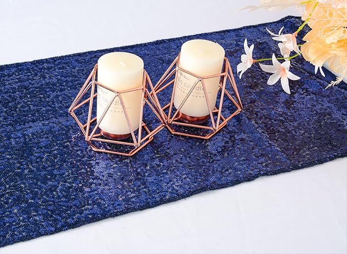 ShinyBeauty Navy Blue Table Runner 108 Inches Long, Sequin Table Runners 20 Packs of 12"X108" Blue Runners for Tables,Glitter Table Runner for Outdoor Party,Dining Decor