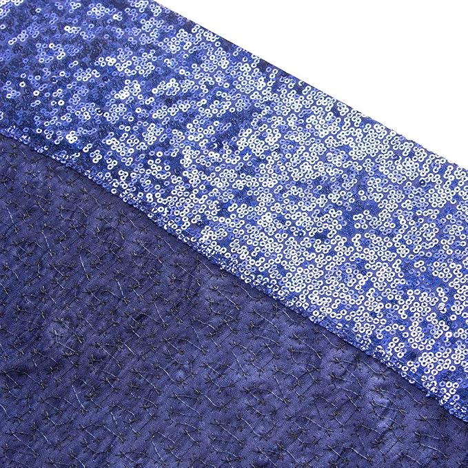 SquarePie 5x7ft Navy Blue Sequin Backdrop for Photography, Satin-Backed Real Sequin Curtain, Enhanced Coverage Shimmering Background with 4" Rod Pocket for Wedding, Birthday, Party Decor, 1 Panel