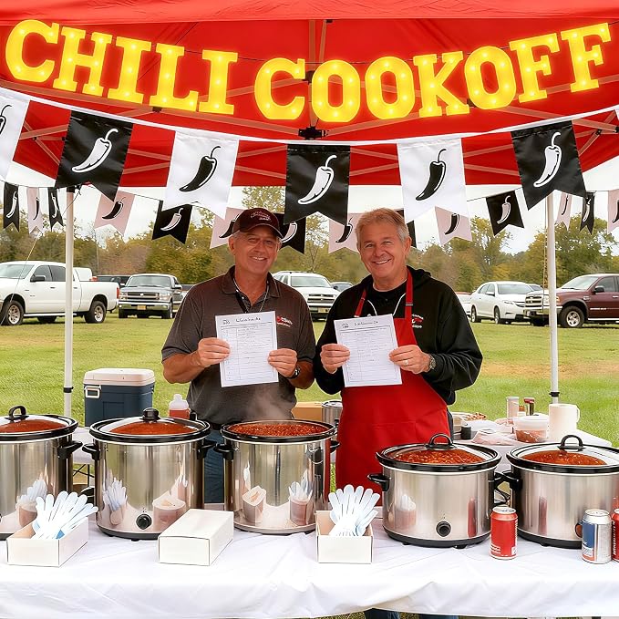 Honoson 12 Pcs Chili Cook off Party Decorations Chili Cook off LED Letter Lights Sign Table Centerpieces Decorations for Festival Mexican Fiesta Cooking Spicy Pepper Party Decoration